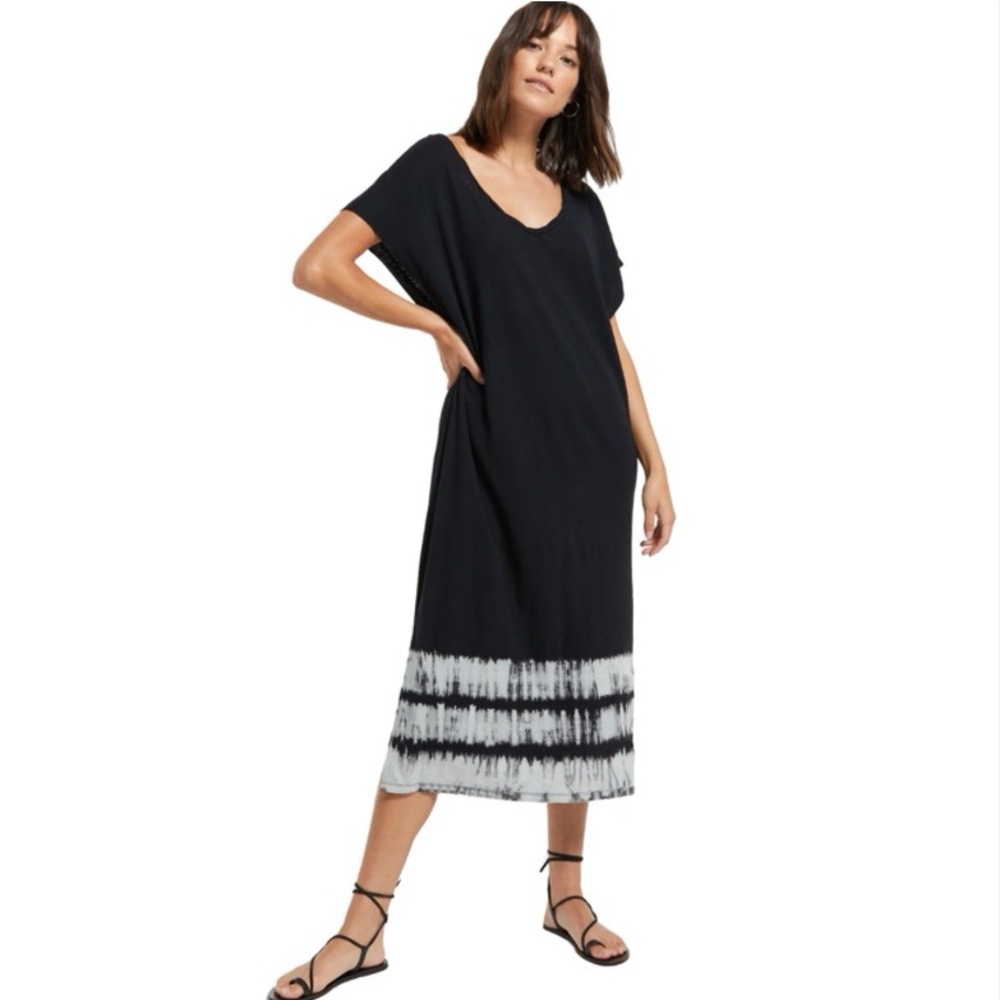Z Supply Cotton Slub Tie Dye Relaxed Fit Oversized Dress, Charcoal